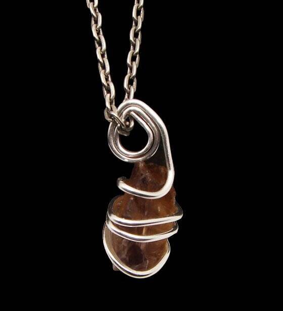RARE AFRICAN CONGO LEMURIAN NATURAL CITRINE KUNDALINI QUARTZ WAND PENDANT #44