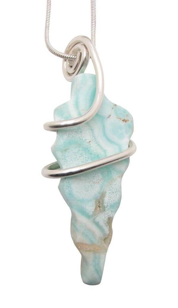 Sky Blue Angel Aragonite Star Crystal Pendant Real Crystals Third Eye Chakra #16