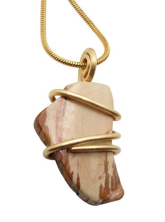 81.5 cts - NEW RADIANCE JASPER ART AMULET PENDANT Necklace MERLIN'S GOLD #100