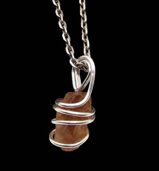 RARE AFRICAN CONGO LEMURIAN NATURAL CITRINE KUNDALINI QUARTZ WAND PENDANT #46