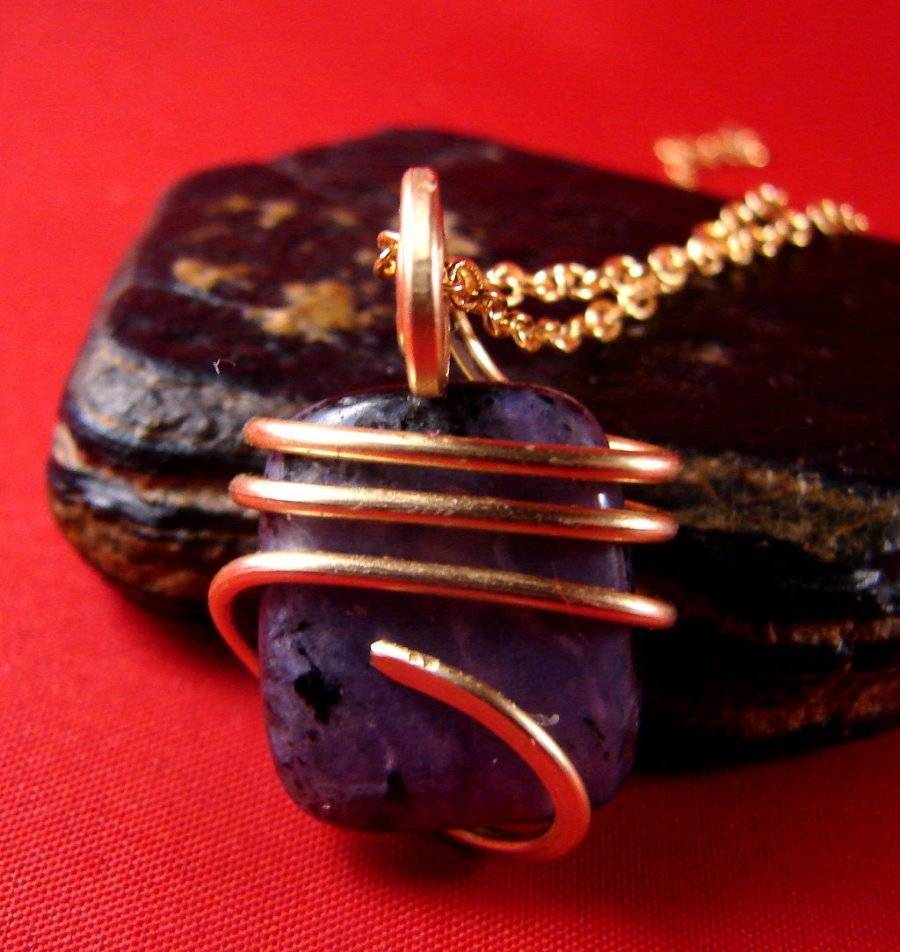 SALE Grape Purple Russian Charoite Pendant Bronze Merlin's Gold #15