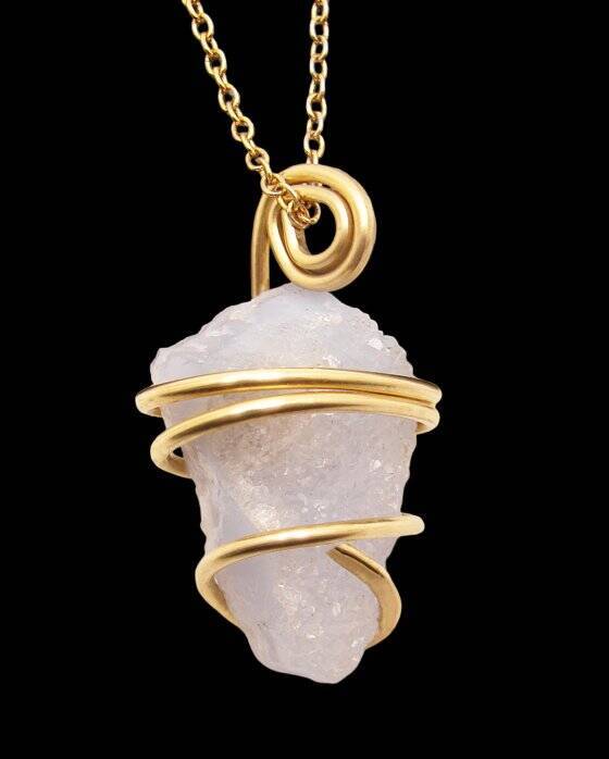 Beautiful Blue Chalcedony Agate Pendant Merlin's Gold #100