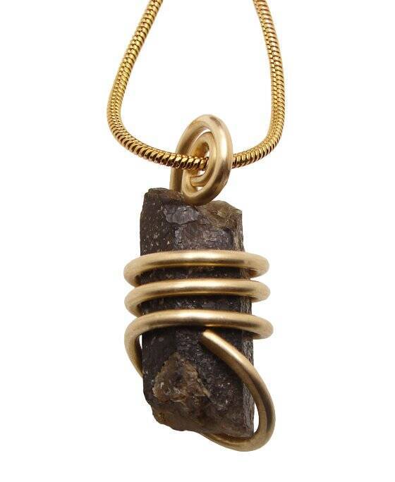 RARE BLACK DRAGON QUARTZ PENDANT IN BRONZE MERLIN'S GOLD 651