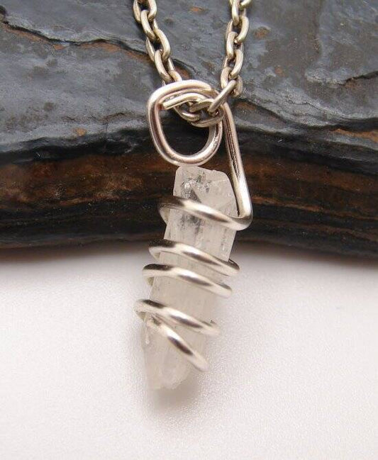 DANBURITE PENDANT RARE POWERFUL Pleiadian Starbrary Crystal Silver Copper #409