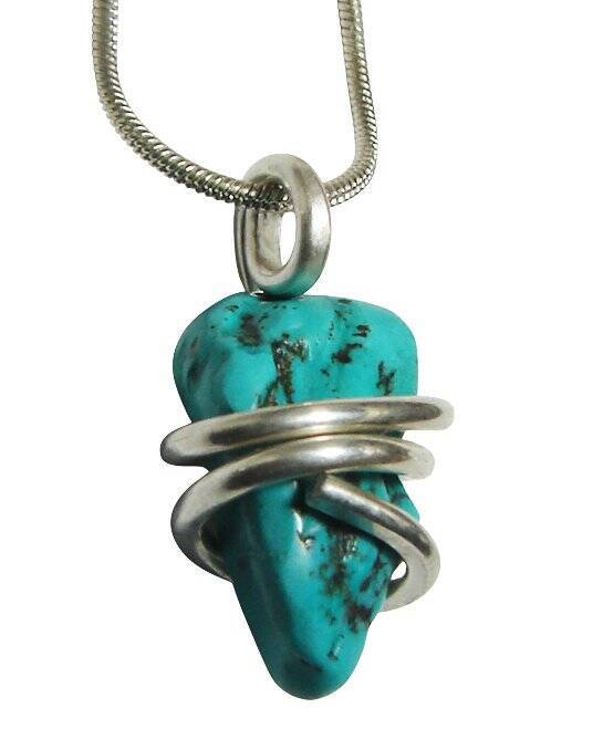 Gorgeous Hand Forged Natural Blue Turquoise Pendant Silver #132