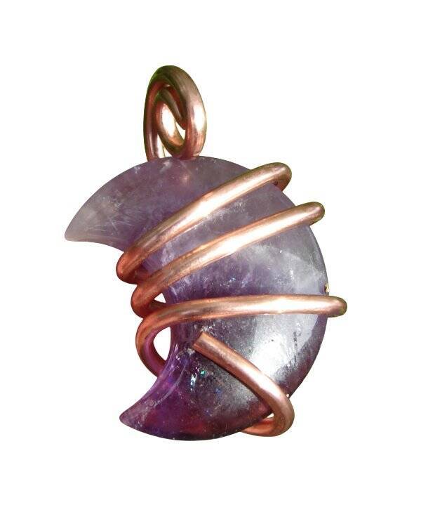 Handmade Crystal Jewelry African Amethyst Moon Pendant Real Crystals Purple #6