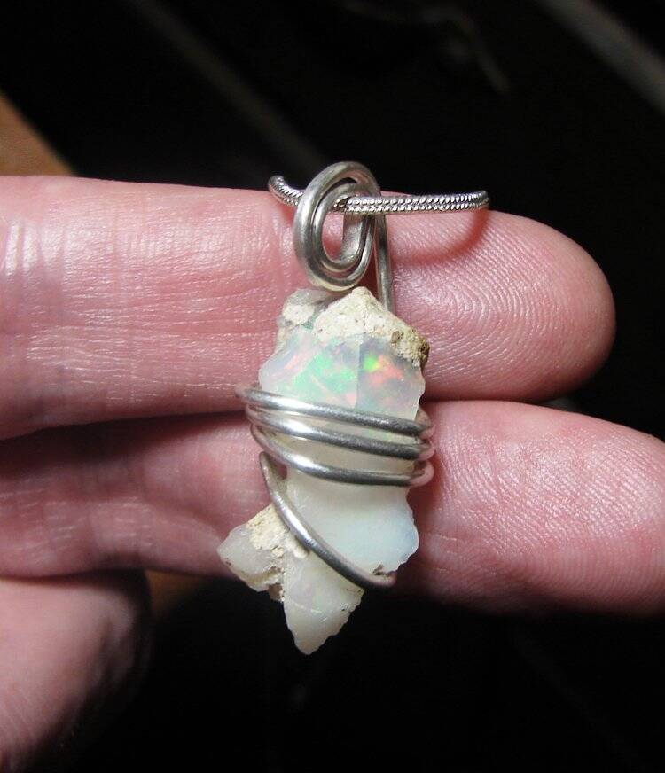 Ethiopian Opal Pendant Necklace Sterling Opal Necklace, October Birthstone #1
