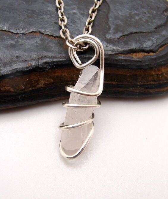 DANBURITE PENDANT RARE POWERFUL Pleiadian Starbrary Crystal Silver Copper #405