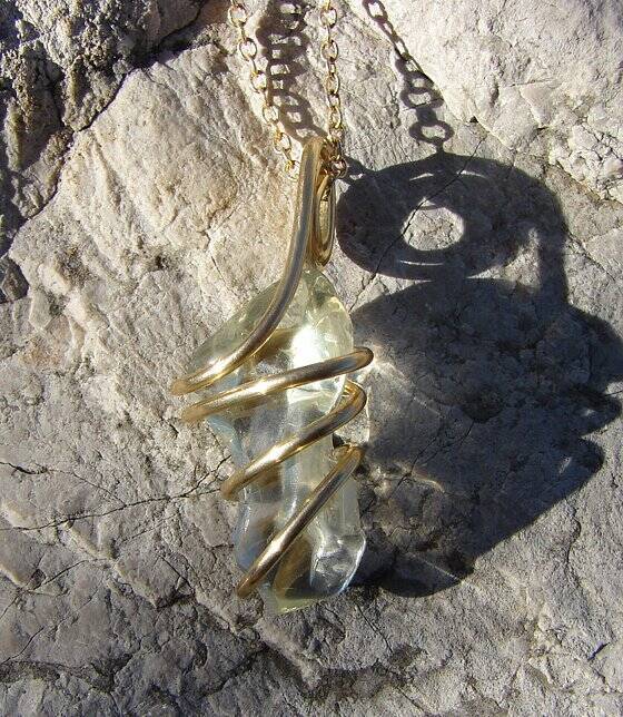 PRASIOLITE POWERFUL GORGEOUS GREEN AURA CRYSTAL PENDANT MERLIN'S GOLD #2