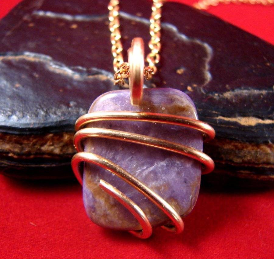 SALE Grape Purple Russian Russia Charoite Pendant Bronze Merlin's Gold 20
