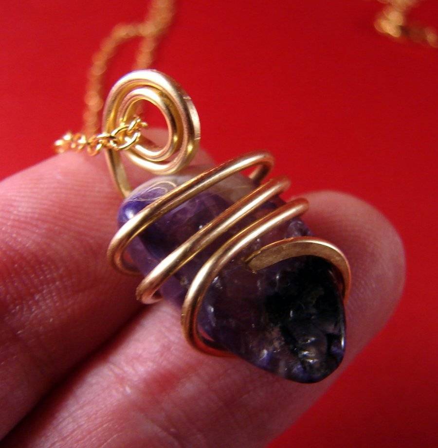 SALE Grape Purple Russian Charoite Pendant Bronze Gold 10 Healing