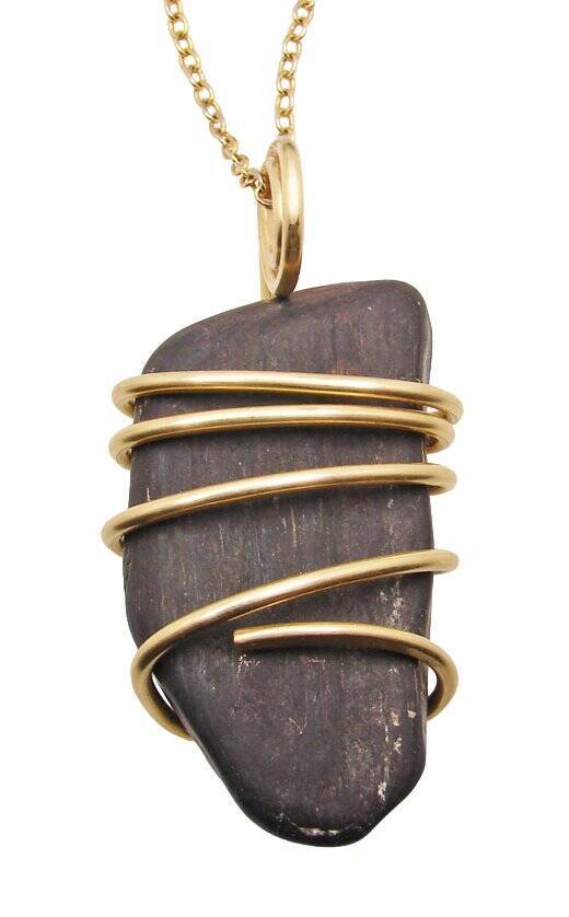 PENDANT OF OLDEST STONE IN THE WORLD 2 BILLION YEAR OLD GENESIS STONE GOLD #800