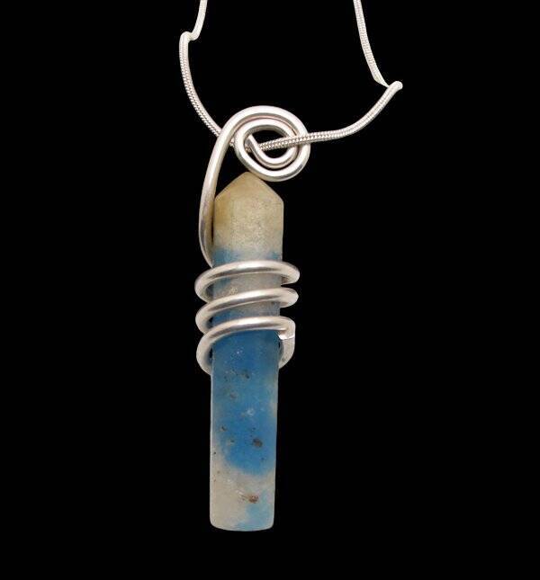 Stone of Heaven Azurite Crystal Edgar Cayce in Granite Sterling Silver #10