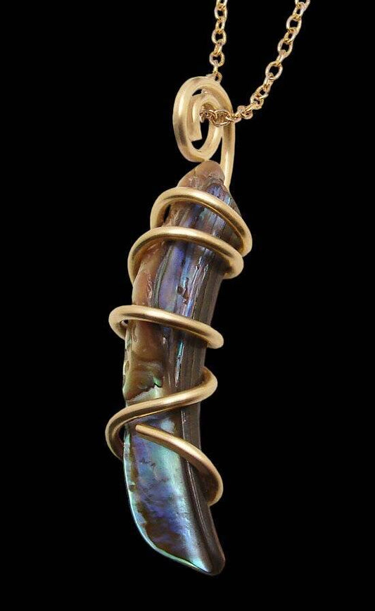 TW: 7.5 grams Abalone Pau Shell Pendant in Merlin's Gold #21