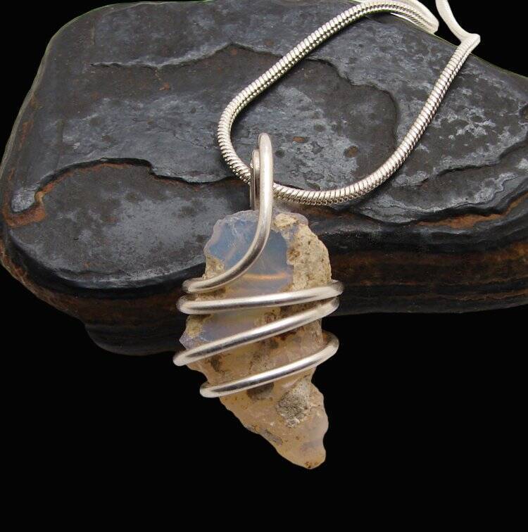Ethiopian Opal Pendant Necklace Sterling Opal Necklace, October Birthstone #3