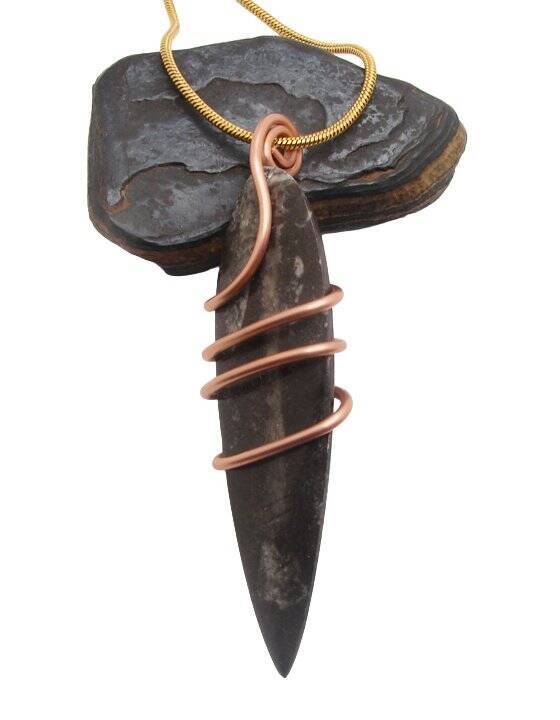 Shadow Hunters of Deep Sea Moroccan Pendant Paleozoic Orthoceras Science Gift #3