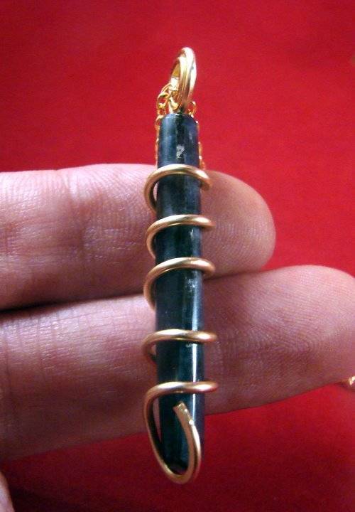 Blue Kyanite Gemstone Pendant Necklace MERLIN'S GOLD 114