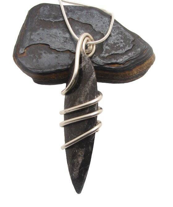 Shadow Hunters of Deep Sea Moroccan Pendant Paleozoic Orthoceras Science Gift #1