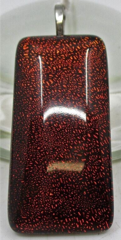 Base Chakra Vintage Rectangular Red Flake Glass Pendant