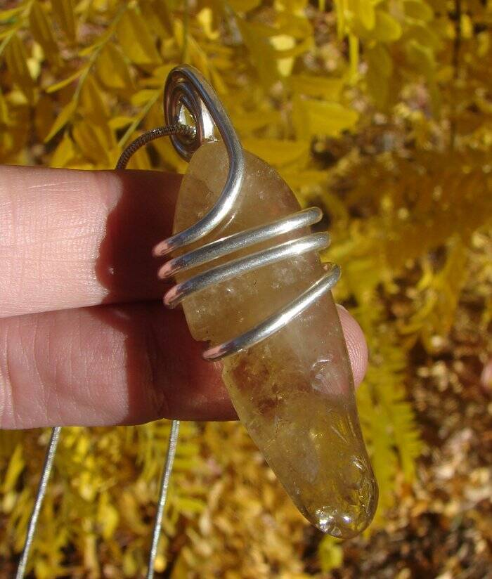 Kundalini African Congo Citrine Lemurian Pendant, Genuine South Africa #211