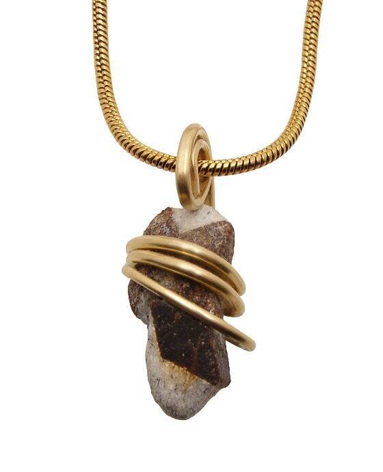 FAERY CROSS NATURAL RUSSIAN STAUROLITE PENDANT IN MERLIN'S GOLD BRONZE #52