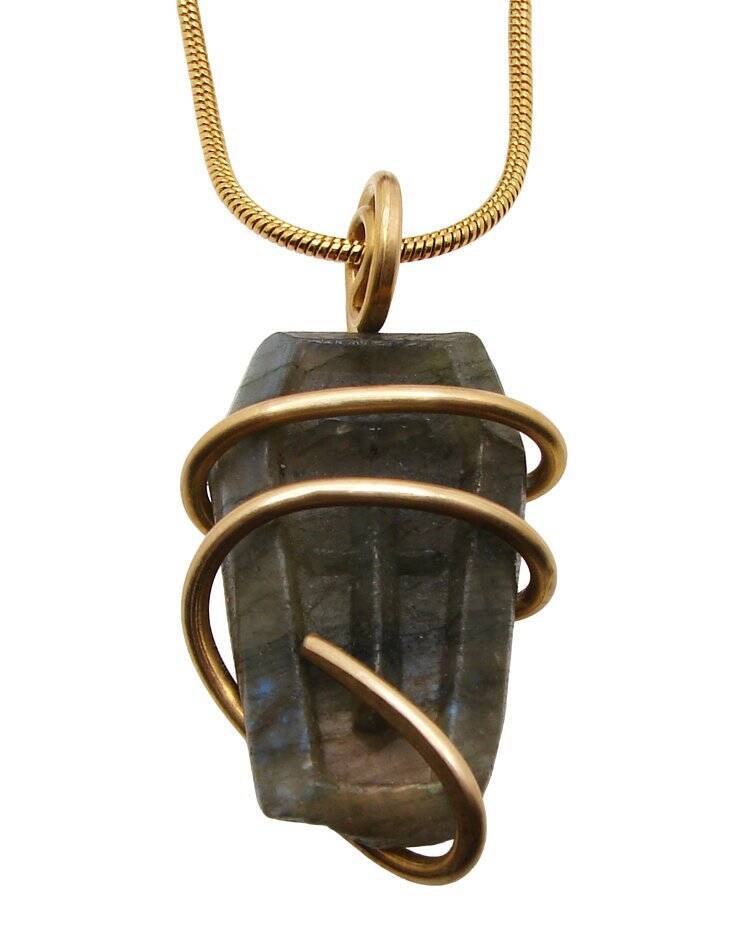 Moon Spirit Coffin Jewelry Labradorite Bronze / Pagan Oracle / Blue Lotus #1