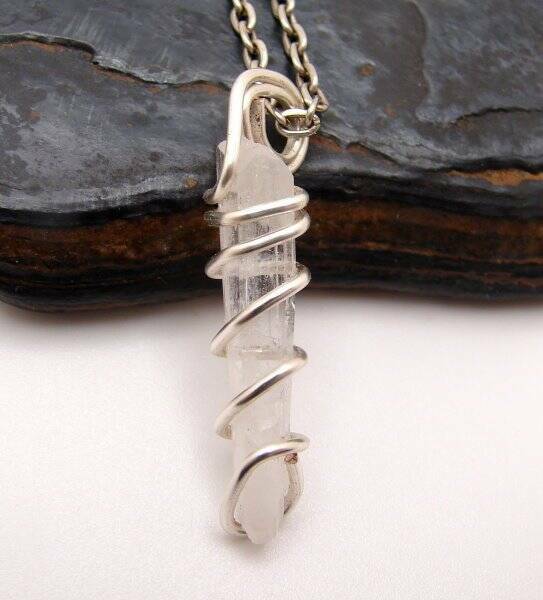 DANBURITE PENDANT RARE POWERFUL Pleiadian Starbrary Crystal Silver Copper #404