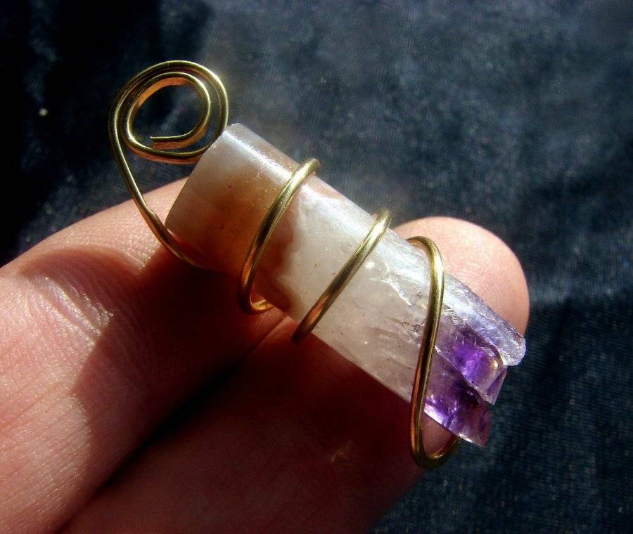 Brazilian Purple Amethyst Wrap Pendant Merlin's Gold Bronze 3