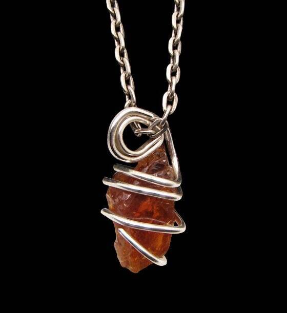 RARE AFRICAN CONGO LEMURIAN NATURAL CITRINE KUNDALINI QUARTZ WAND PENDANT #48