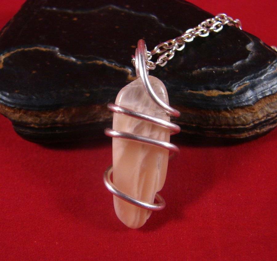 India Indian Moonstone Wire Wrap Pendant in Sterling Silver  2