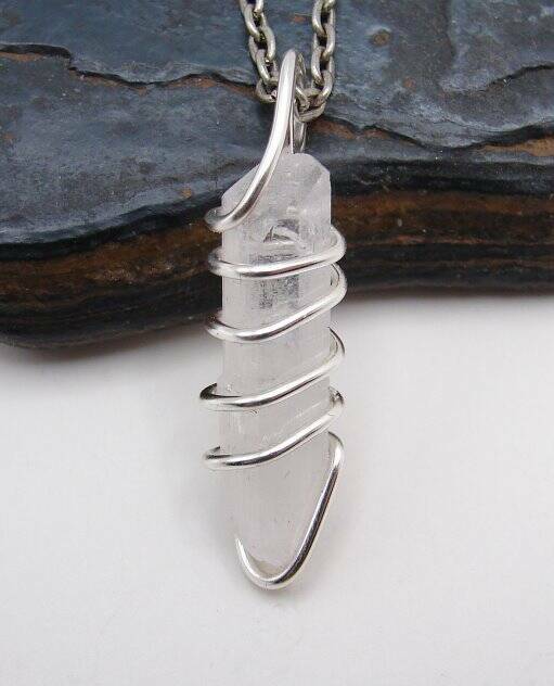DANBURITE PENDANT RARE POWERFUL Pleiadian Starbrary Crystal Silver Copper 356