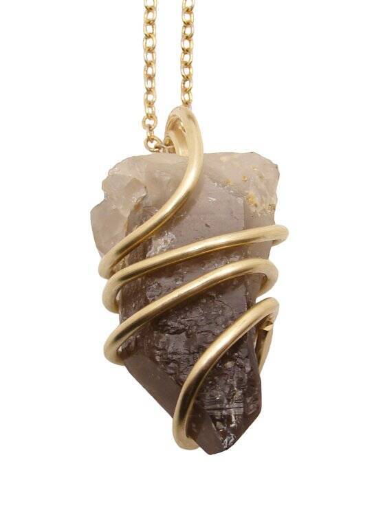 RARE BLACK DRAGON QUARTZ PENDANT IN BRONZE MERLIN'S GOLD #900