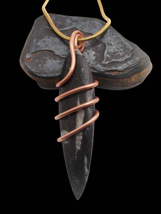 Shadow Hunters of Deep Sea Moroccan Pendant Paleozoic Orthoceras Science Gift #4