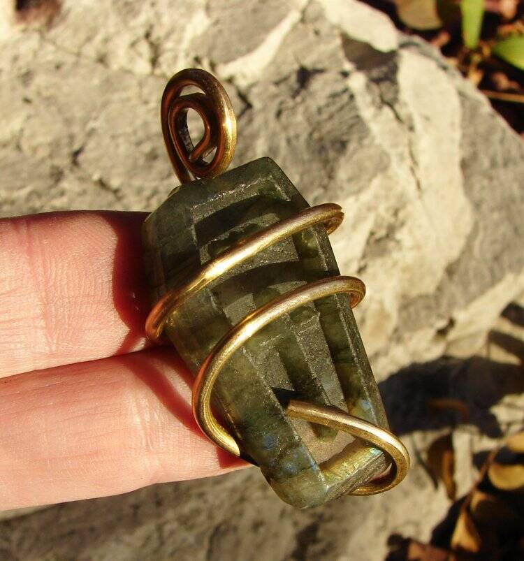 Moon Spirit Coffin Jewelry Labradorite Bronze / Pagan Oracle / Blue Lotus #1
