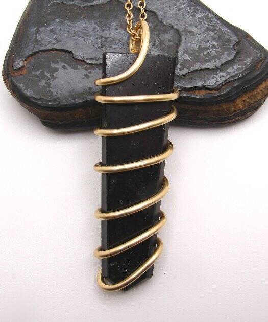 Black Tourmaline Crystal, Chakra Protection, Pendant #20