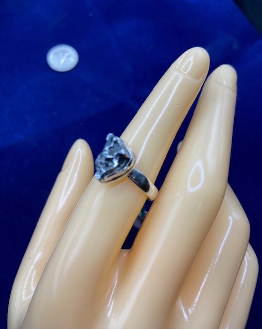 GIBEON Meteorite Ring - Size 6.5 - Space Astronomy Natural Fancy 6.48ct