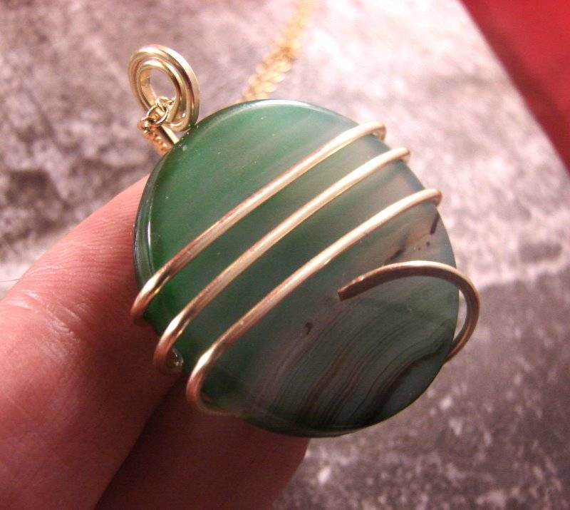 Colorful Vibrant Agate Slice Pendant Necklace Talisman Pendant in Bronze #20