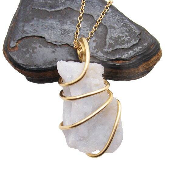 Beautiful Blue Chalcedony Agate Pendant Merlin's Gold #102