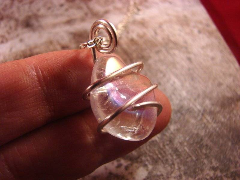 LUMINOUS FANTASY AURA TITANIUM CRYSTAL PENDANT STERLING SILVER REIKI #5