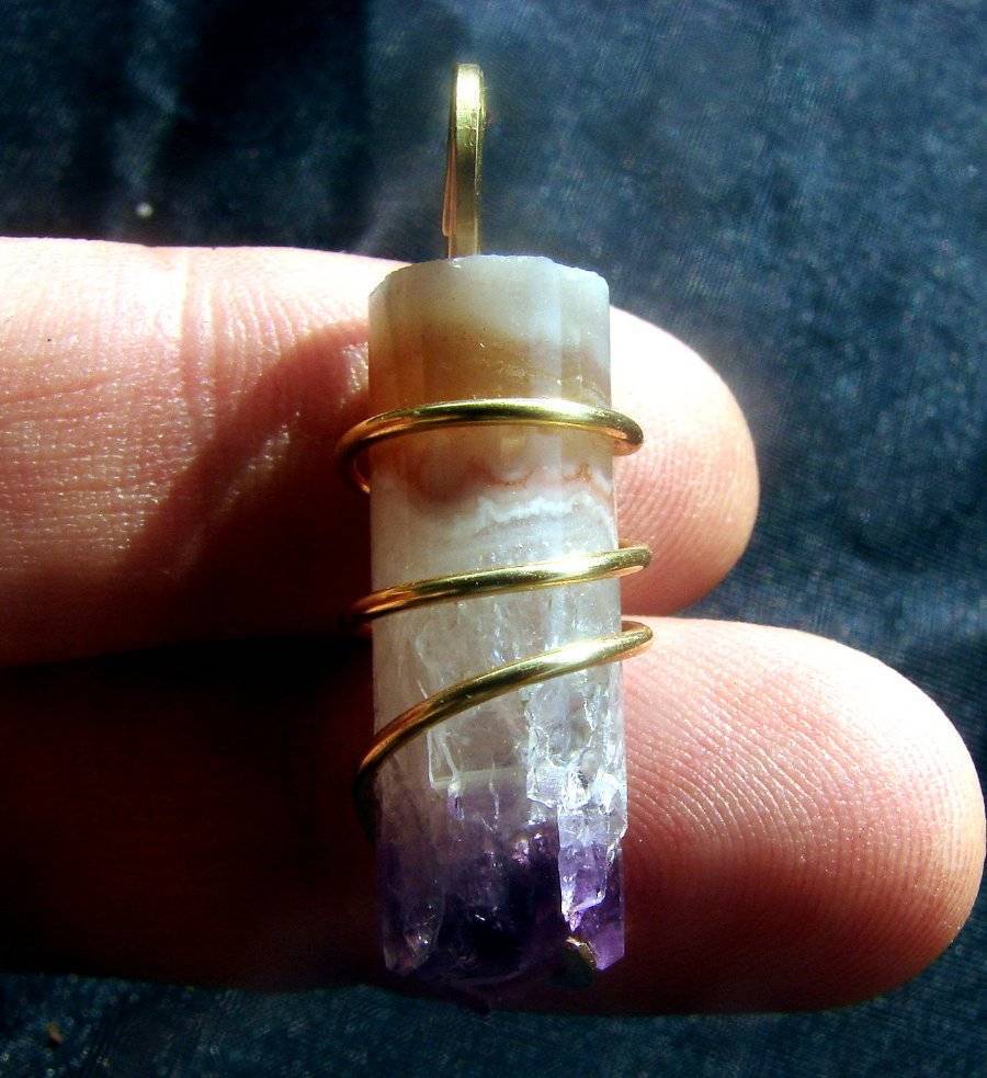 Brazilian Grape Amethyst Core Art Wrap Pendant in Merlin's Gold Bronze #3