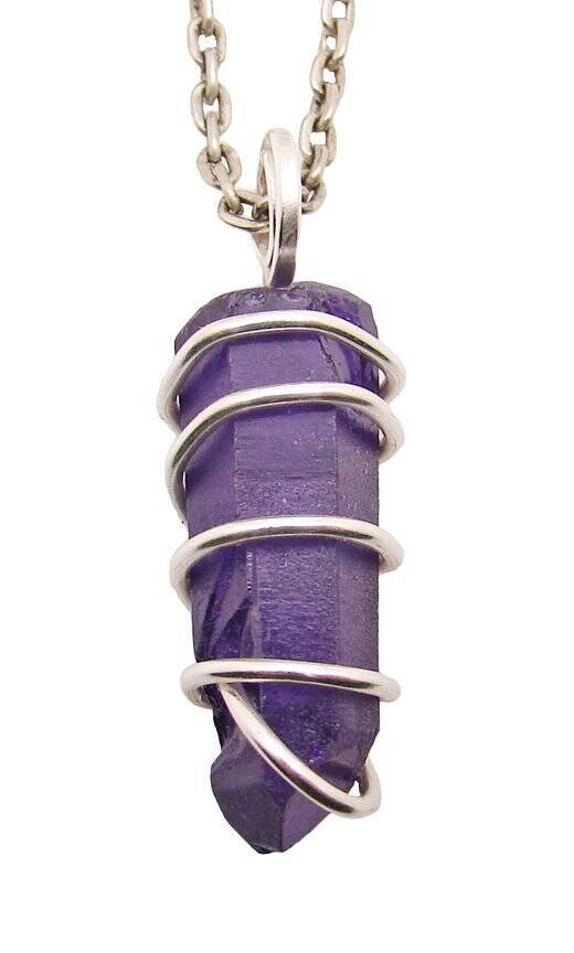 Rare Violet Purple Aura Lemurian Seed Quartz Pendant Sterling Silver Copper #203