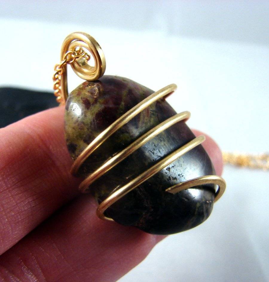 South African Hand Forged Dragonstone Pendant in Merlin's Gold Bronze #14