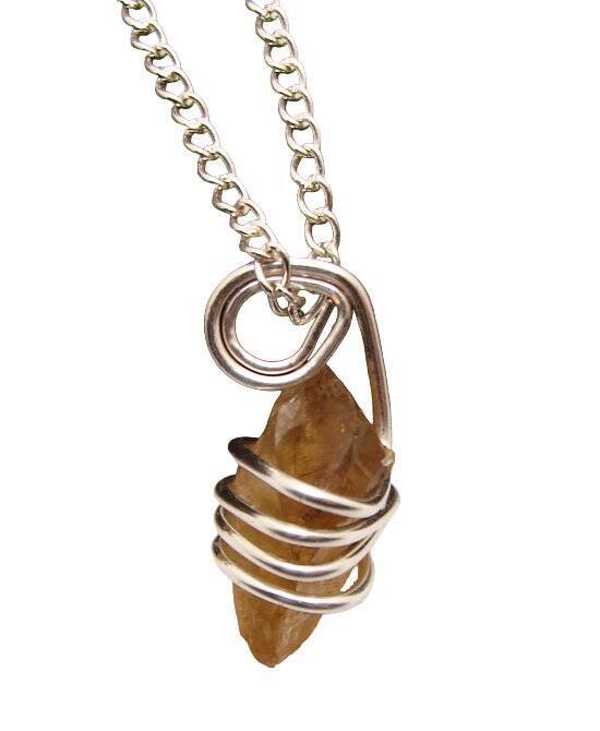 RARE AFRICAN CONGO LEMURIAN NATURAL CITRINE KUNDALINI QUARTZ WAND PENDANT #75