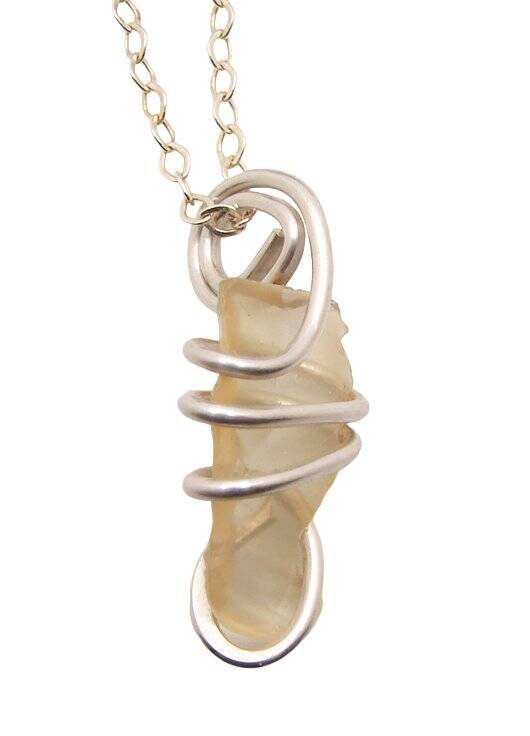 Translucent! Libyan Desert Glass! Meteorite Sterling Silver Pendant 251